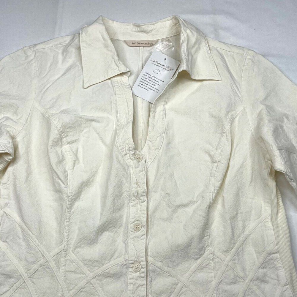 Soft Surroundings Embroidered Soutache Cotton Button Front Top NEW - Picture 5 of 9
